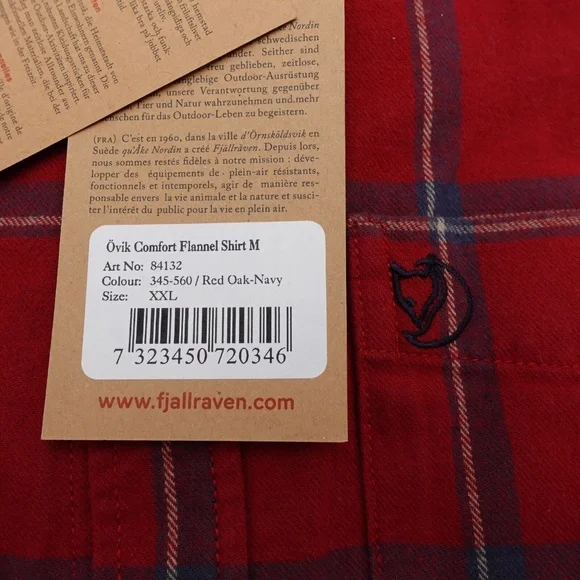 NEW Fjallraven Comfort Ovik Plaid Flannel Shirt 84132-345-560 Red/Navy - Picture 3 of 13